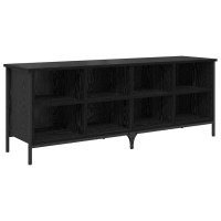 Produktbild för Skoskåp Svart Ek 131 x 35 x 50 cm Konstruerat trä och järn