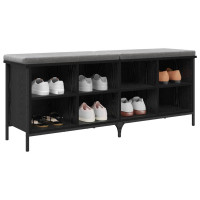 Produktbild för Skoskåp Svart Ek 131 x 35 x 50 cm Konstruerat trä och järn
