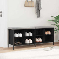 Produktbild för Skoskåp Svart Ek 131 x 35 x 50 cm Konstruerat trä och järn