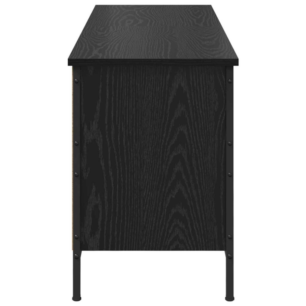 Produktbild för Skoskåp Svart Ek 131 x 35 x 50 cm Konstruerat trä och järn