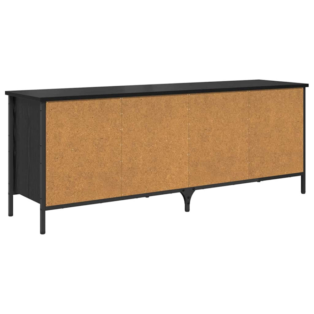 Produktbild för Skoskåp Svart Ek 131 x 35 x 50 cm Konstruerat trä och järn