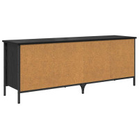 Produktbild för Skoskåp Svart Ek 131 x 35 x 50 cm Konstruerat trä och järn