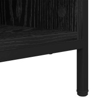 Produktbild för Skoskåp Svart Ek 131 x 35 x 50 cm Konstruerat trä och järn