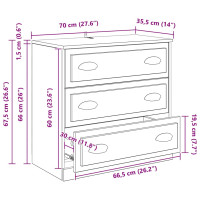 Produktbild för Sideboard med låda Svart Ek 70 x 35,5 x 67,5 cm Konstruerat trä
