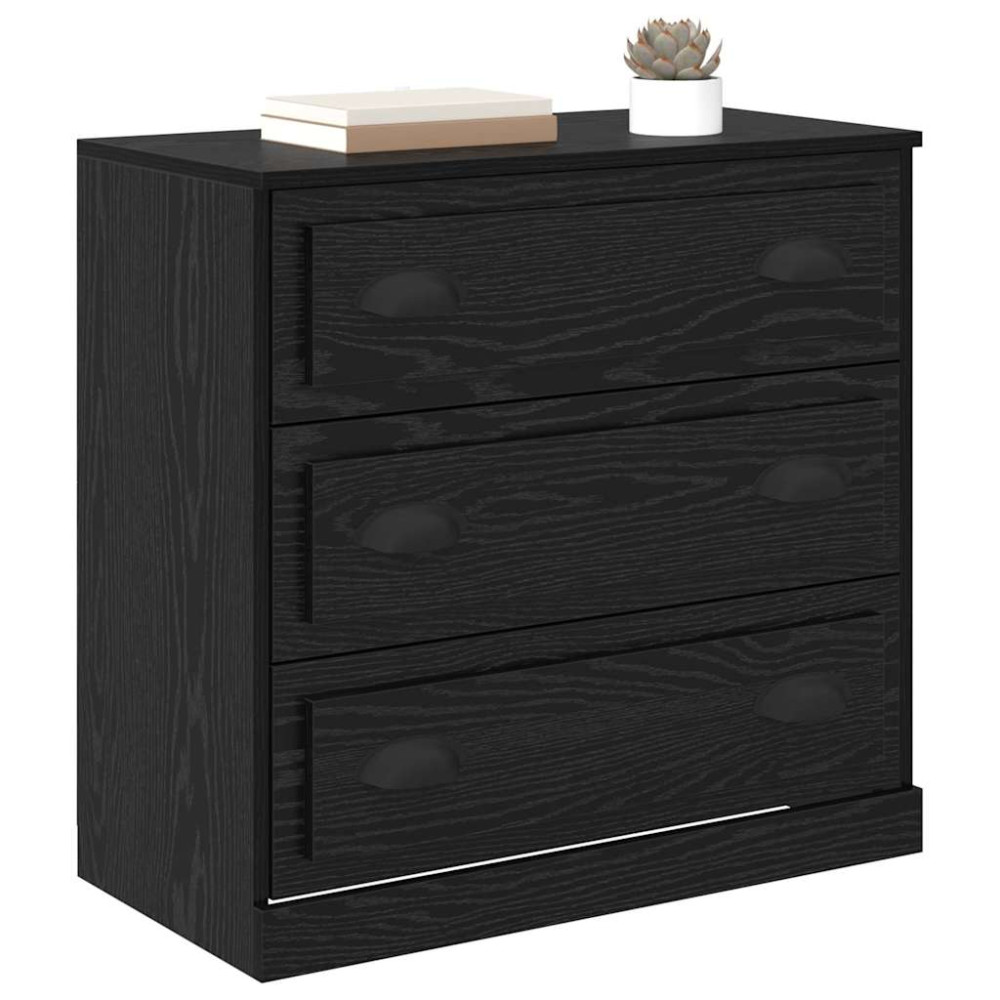 Produktbild för Sideboard med låda Svart Ek 70 x 35,5 x 67,5 cm Konstruerat trä