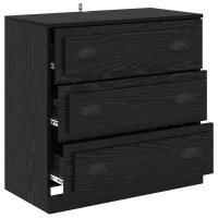 Produktbild för Sideboard med låda Svart Ek 70 x 35,5 x 67,5 cm Konstruerat trä