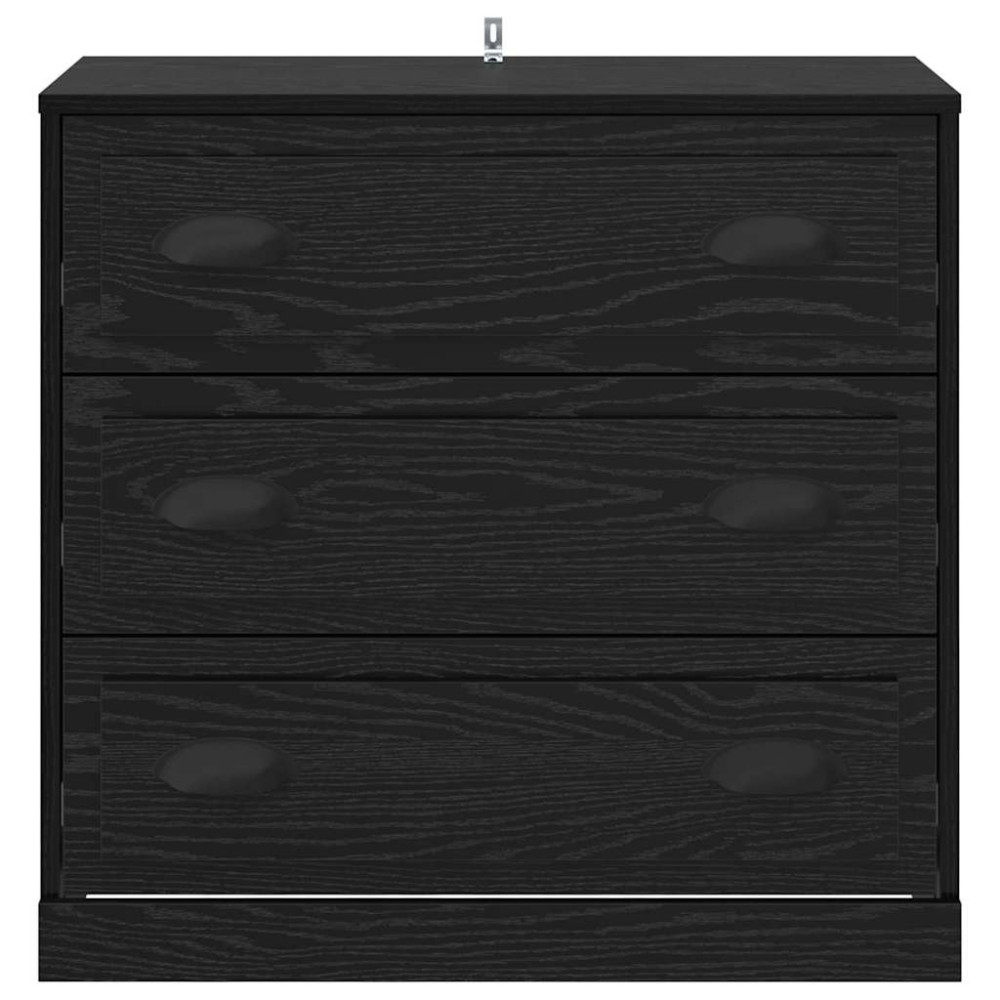 Produktbild för Sideboard med låda Svart Ek 70 x 35,5 x 67,5 cm Konstruerat trä