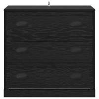 Produktbild för Sideboard med låda Svart Ek 70 x 35,5 x 67,5 cm Konstruerat trä