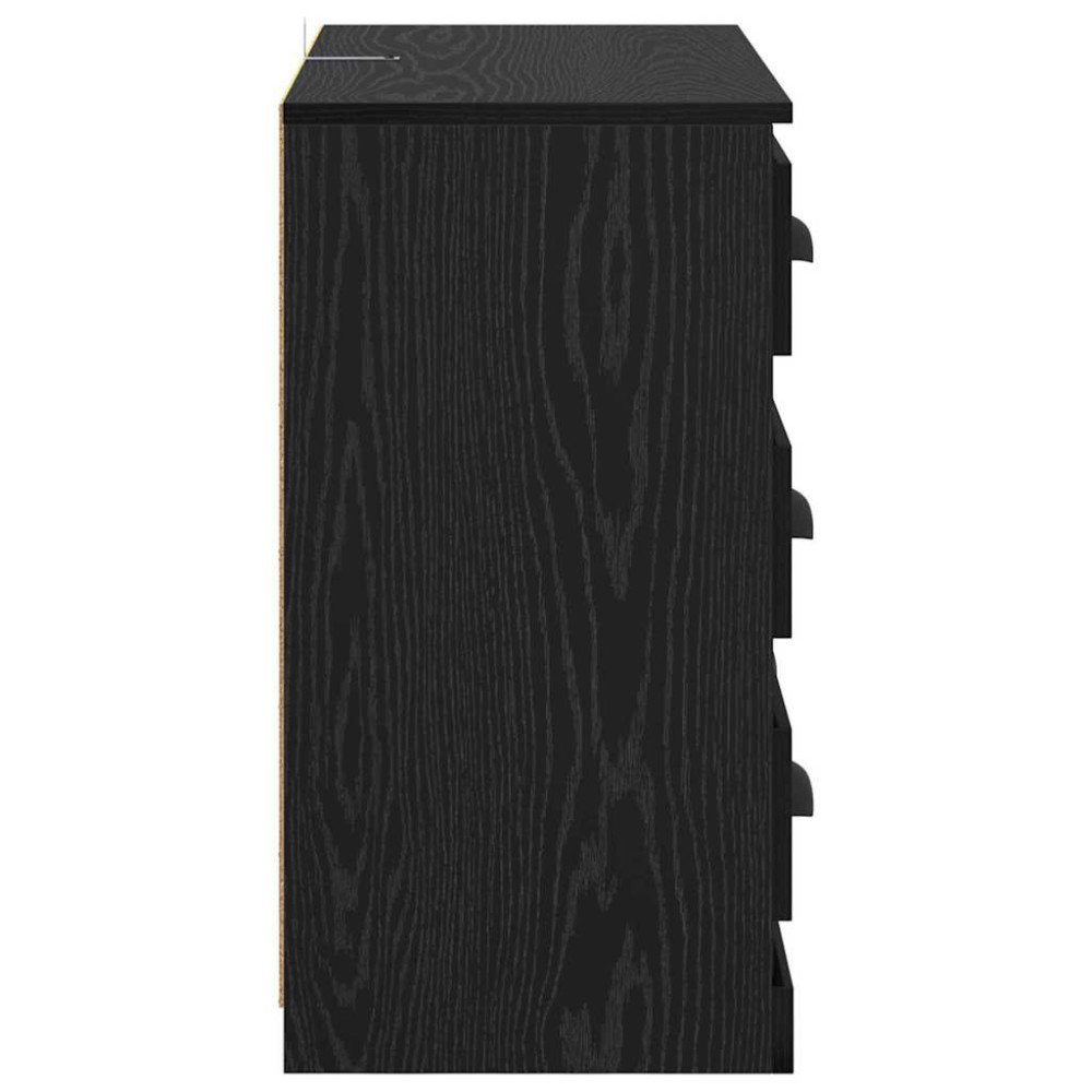 Produktbild för Sideboard med låda Svart Ek 70 x 35,5 x 67,5 cm Konstruerat trä