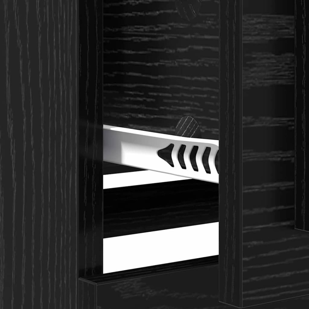 Produktbild för Sideboard med låda Svart Ek 70 x 35,5 x 67,5 cm Konstruerat trä