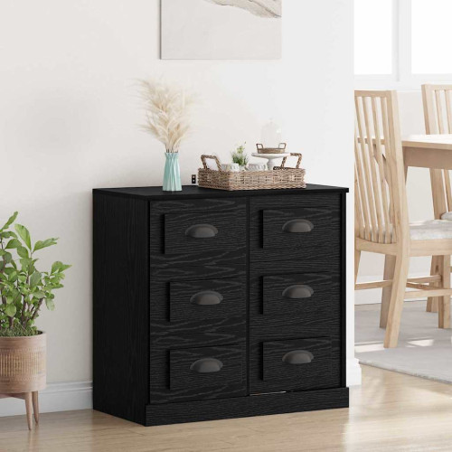 vidaXL Sideboard med låda Svart Ek 70 x 35,5 x 67,5 cm Konstruerat trä