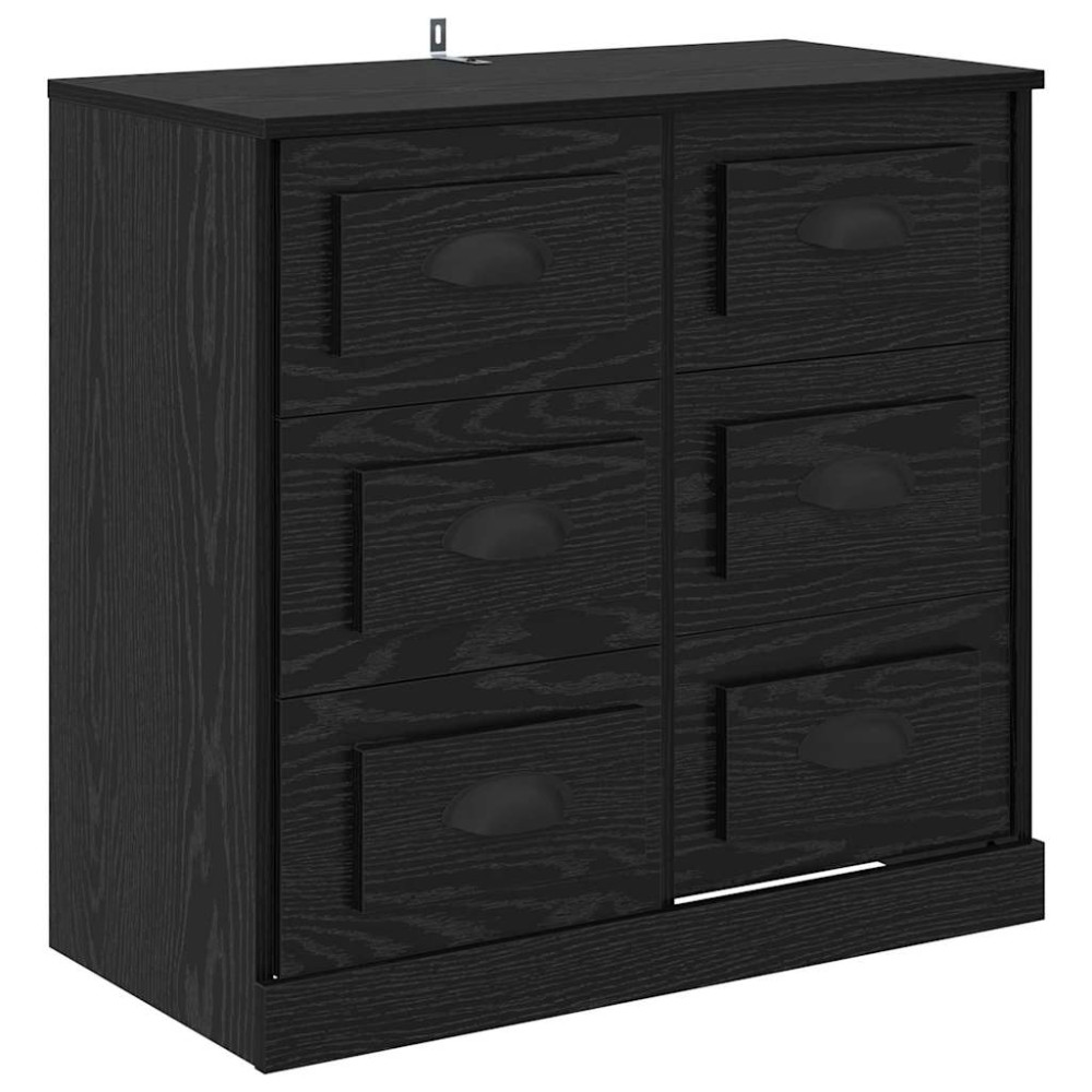 Produktbild för Sideboard med låda Svart Ek 70 x 35,5 x 67,5 cm Konstruerat trä