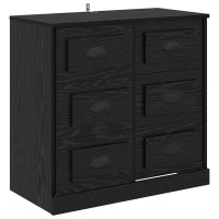 Produktbild för Sideboard med låda Svart Ek 70 x 35,5 x 67,5 cm Konstruerat trä