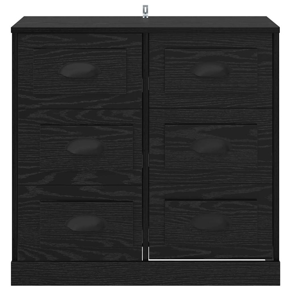 Produktbild för Sideboard med låda Svart Ek 70 x 35,5 x 67,5 cm Konstruerat trä