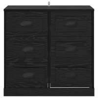 Produktbild för Sideboard med låda Svart Ek 70 x 35,5 x 67,5 cm Konstruerat trä