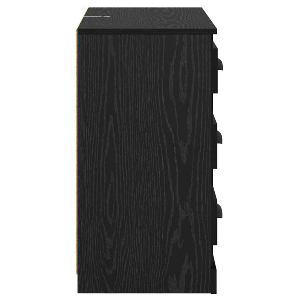Produktbild för Sideboard med låda Svart Ek 70 x 35,5 x 67,5 cm Konstruerat trä