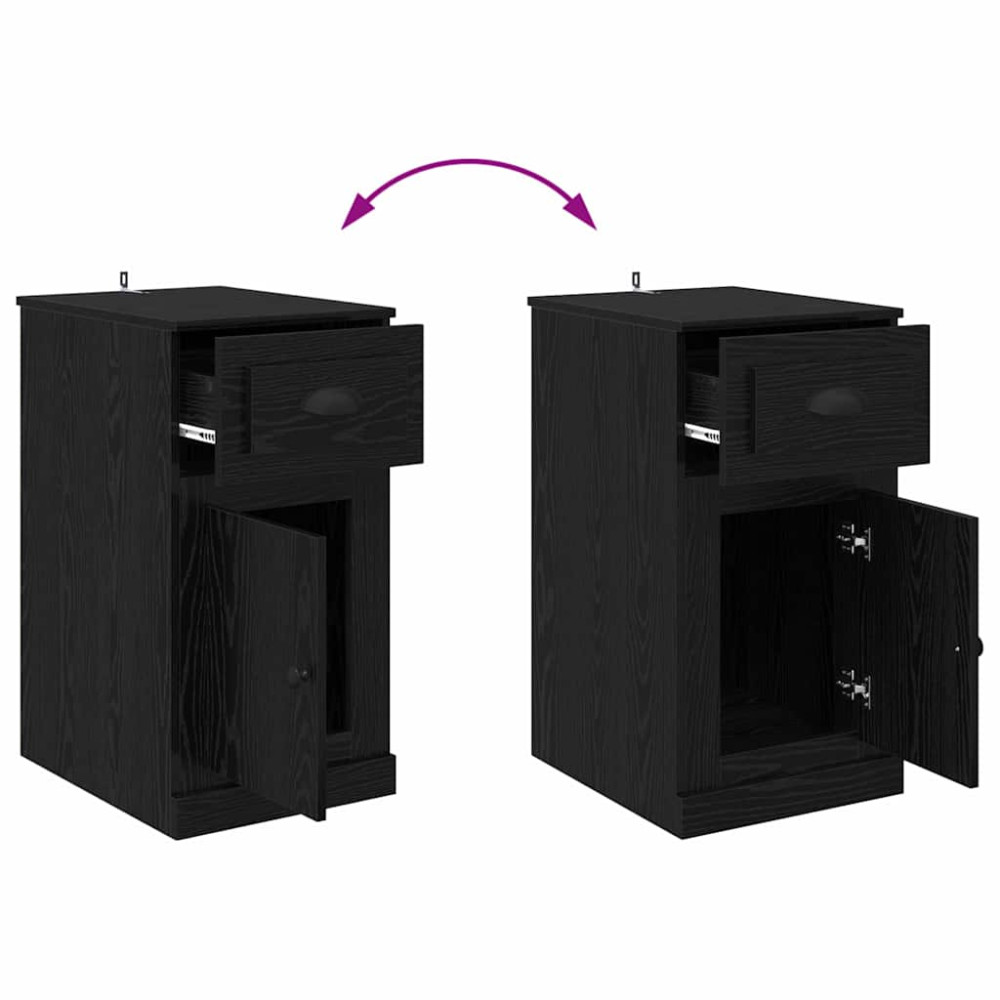 Produktbild för Sidokabinett Svart Ek 40 x 50 x 75 cm Konstruerat trä