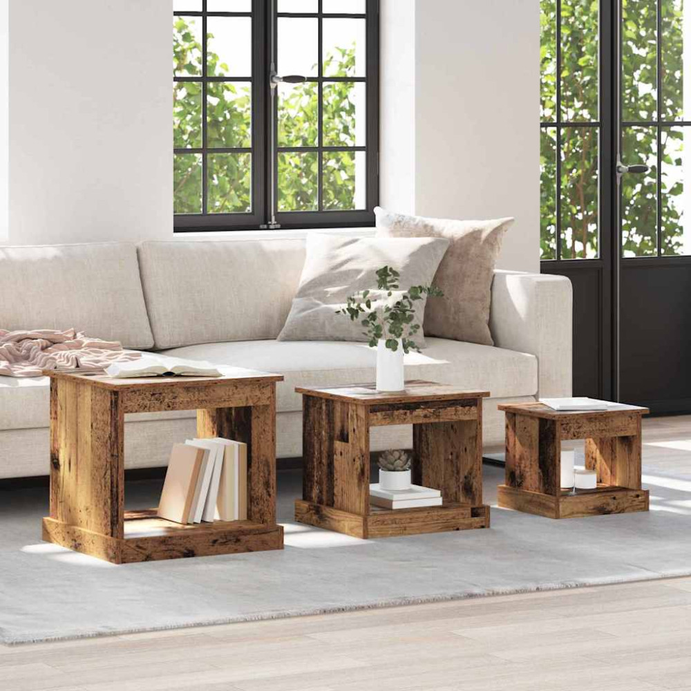 Produktbild för Kaffeebord 3 pcs Gammalt trä Konstruerat trä