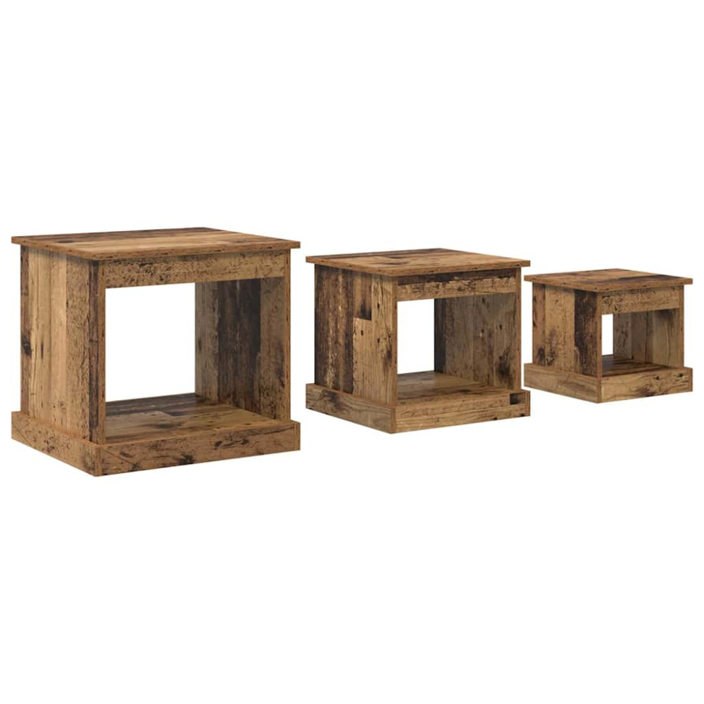 Produktbild för Kaffeebord 3 pcs Gammalt trä Konstruerat trä
