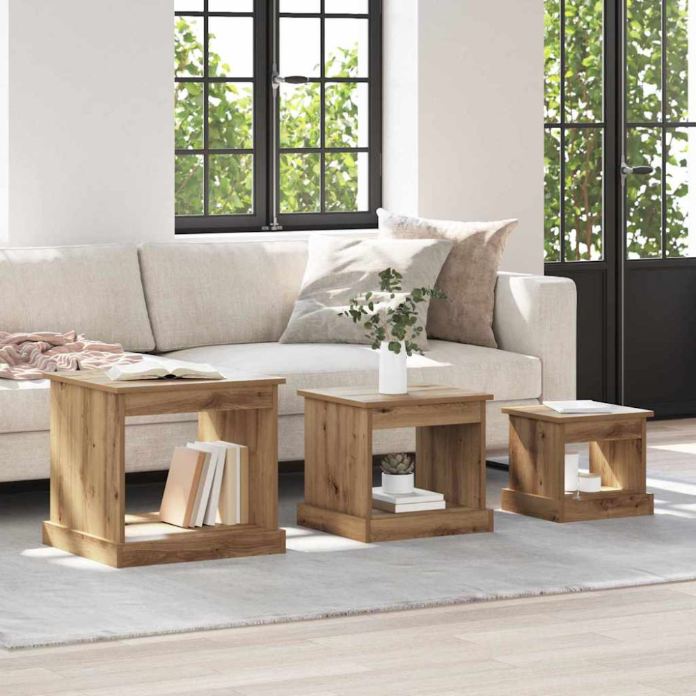 Produktbild för Kaffeebord 3 pcs Artisan Ek Konstruerat trä