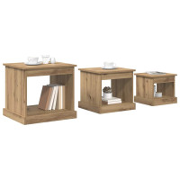 Produktbild för Kaffeebord 3 pcs Artisan Ek Konstruerat trä