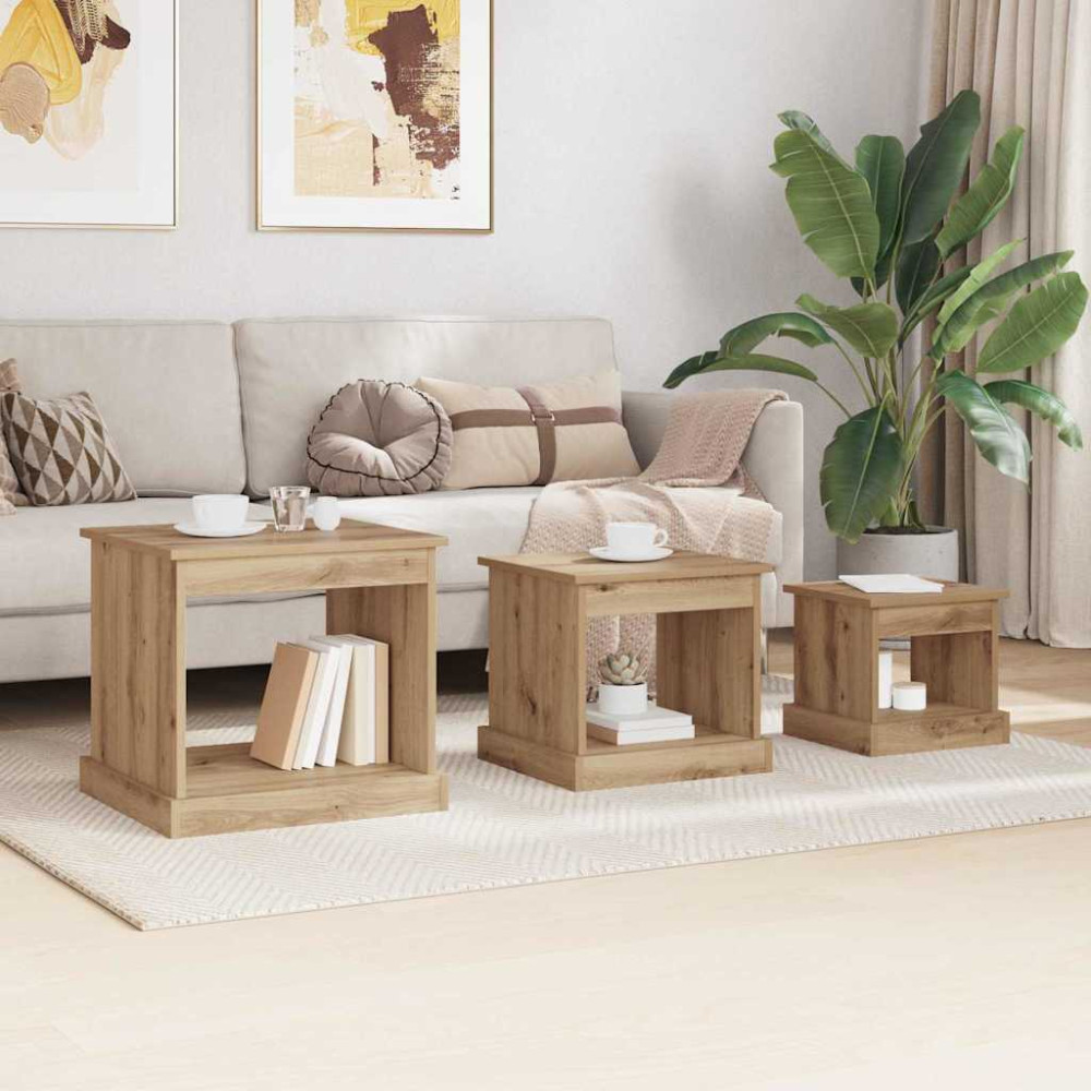 Produktbild för Kaffeebord 3 pcs Artisan Ek Konstruerat trä