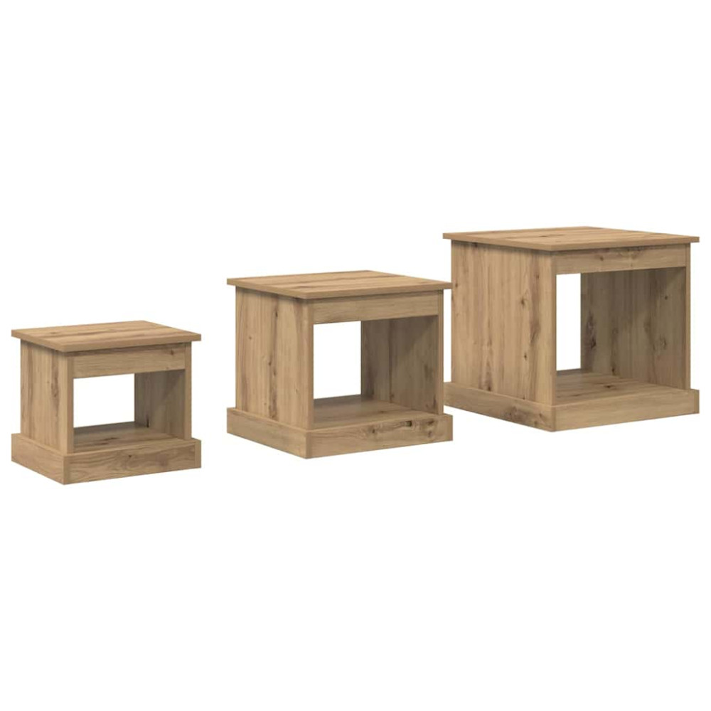 Produktbild för Kaffeebord 3 pcs Artisan Ek Konstruerat trä