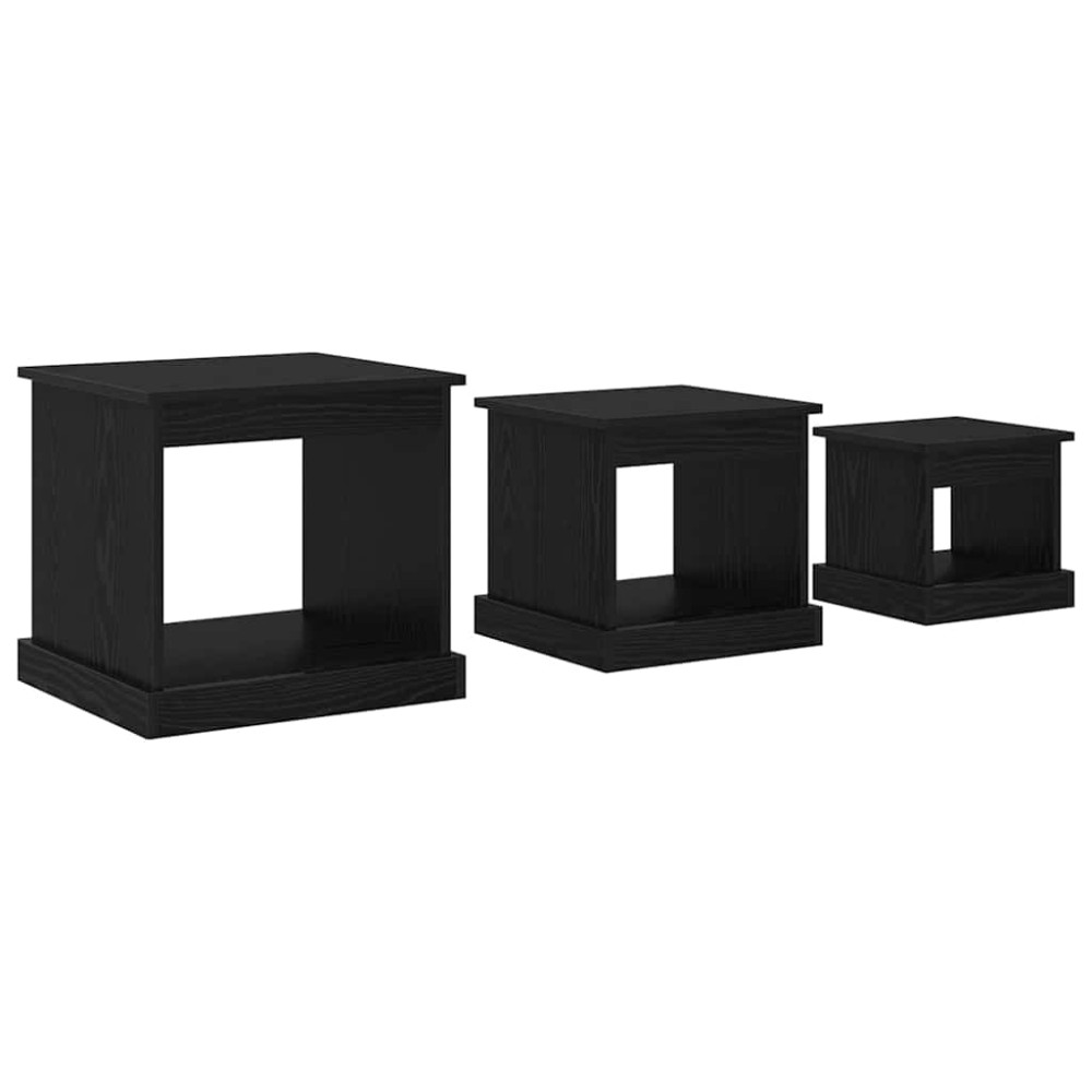 Produktbild för Kaffeebord 3 pcs Svart Ek Konstruerat trä
