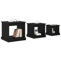 Produktbild för Kaffeebord 3 pcs Svart Ek Konstruerat trä