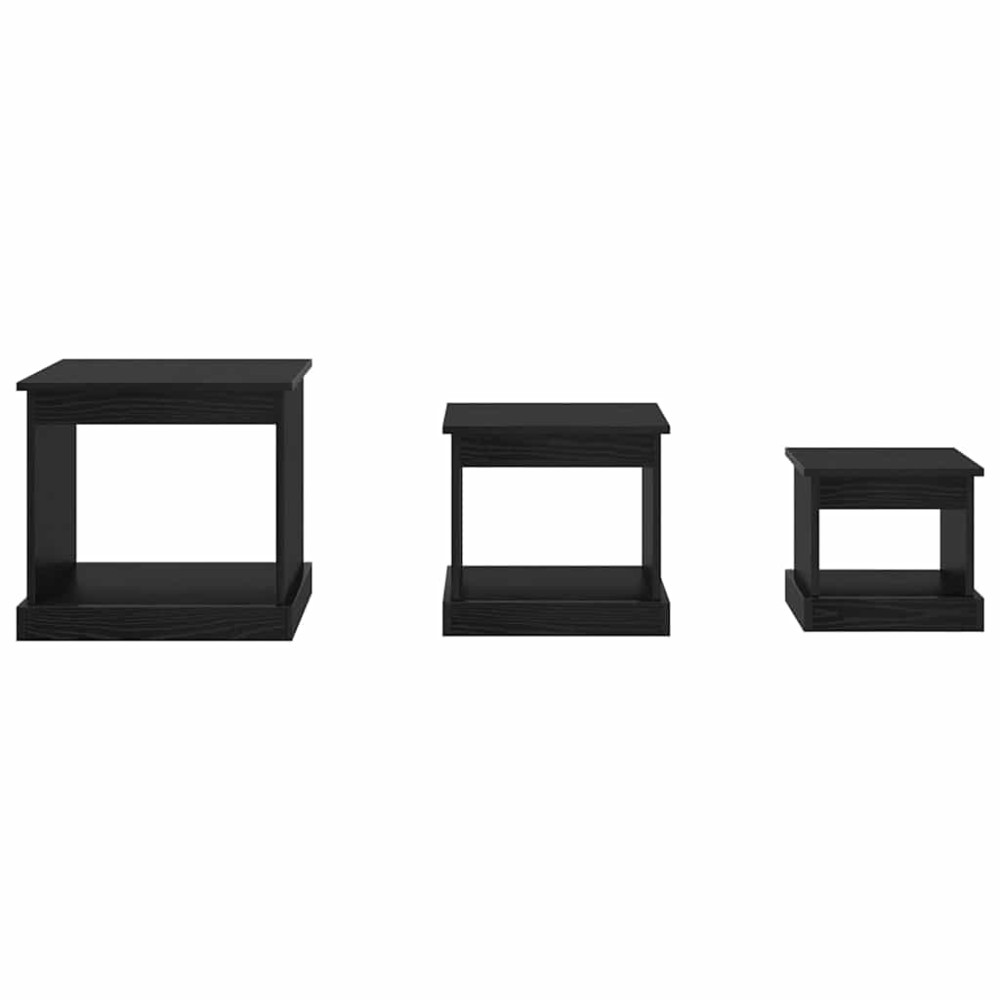 Produktbild för Kaffeebord 3 pcs Svart Ek Konstruerat trä