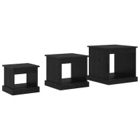 Produktbild för Kaffeebord 3 pcs Svart Ek Konstruerat trä
