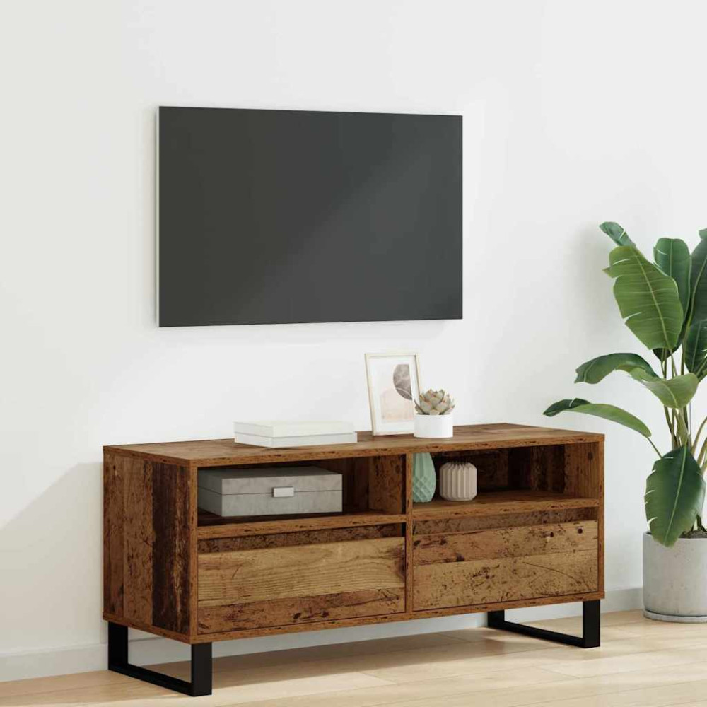 Produktbild för TV-skåp med låda Gammalt trä 100 x 34,5 x 44,5 cm