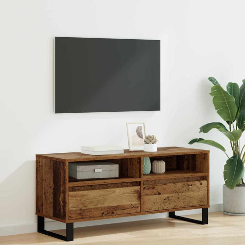 vidaXL TV-skåp med låda Gammalt trä 100 x 34,5 x 44,5 cm