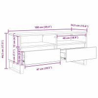 Produktbild för TV-skåp med låda Gammalt trä 100 x 34,5 x 44,5 cm