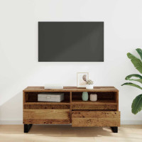 Produktbild för TV-skåp med låda Gammalt trä 100 x 34,5 x 44,5 cm