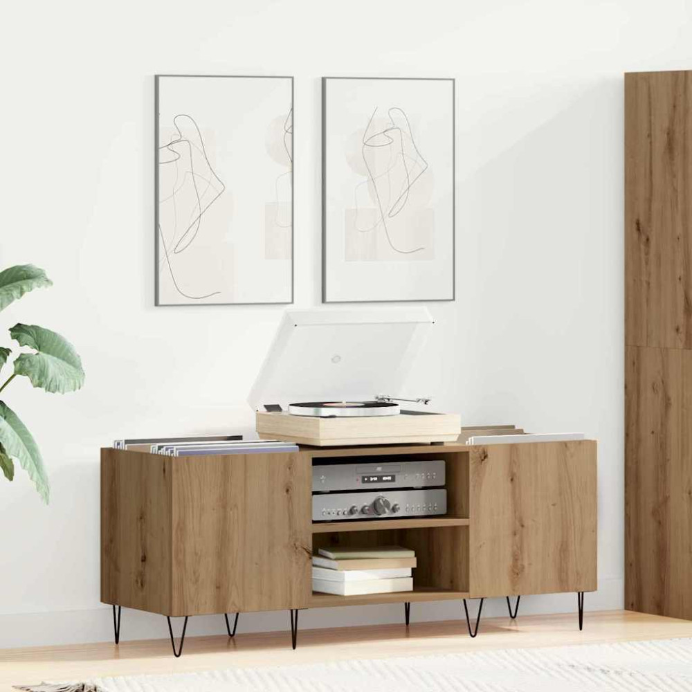 Produktbild för Skivskåp Artisan Ek 121 x 38 x 48 cm Konstruerat trä och järn