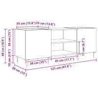 Produktbild för Skivskåp Svart Ek 121 x 38 x 48 cm Konstruerat trä och järn