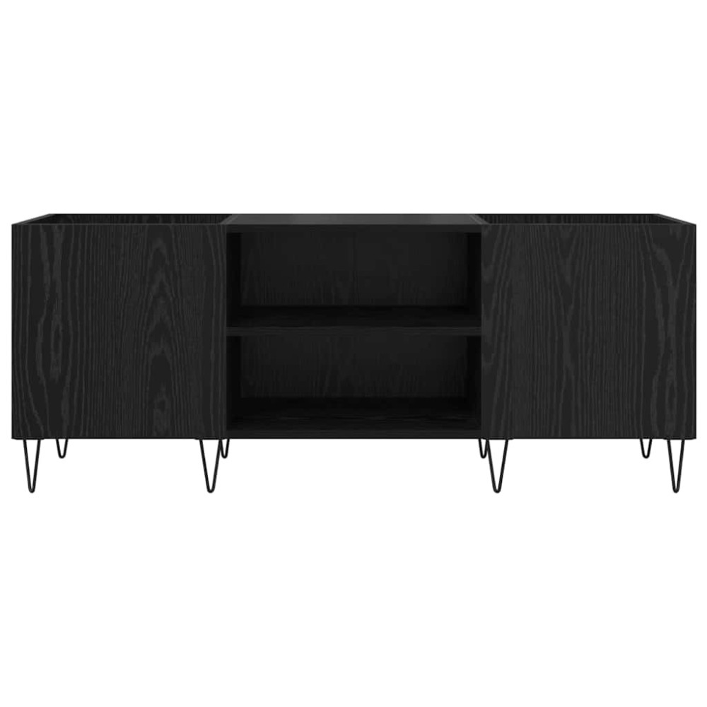 Produktbild för Skivskåp Svart Ek 121 x 38 x 48 cm Konstruerat trä och järn