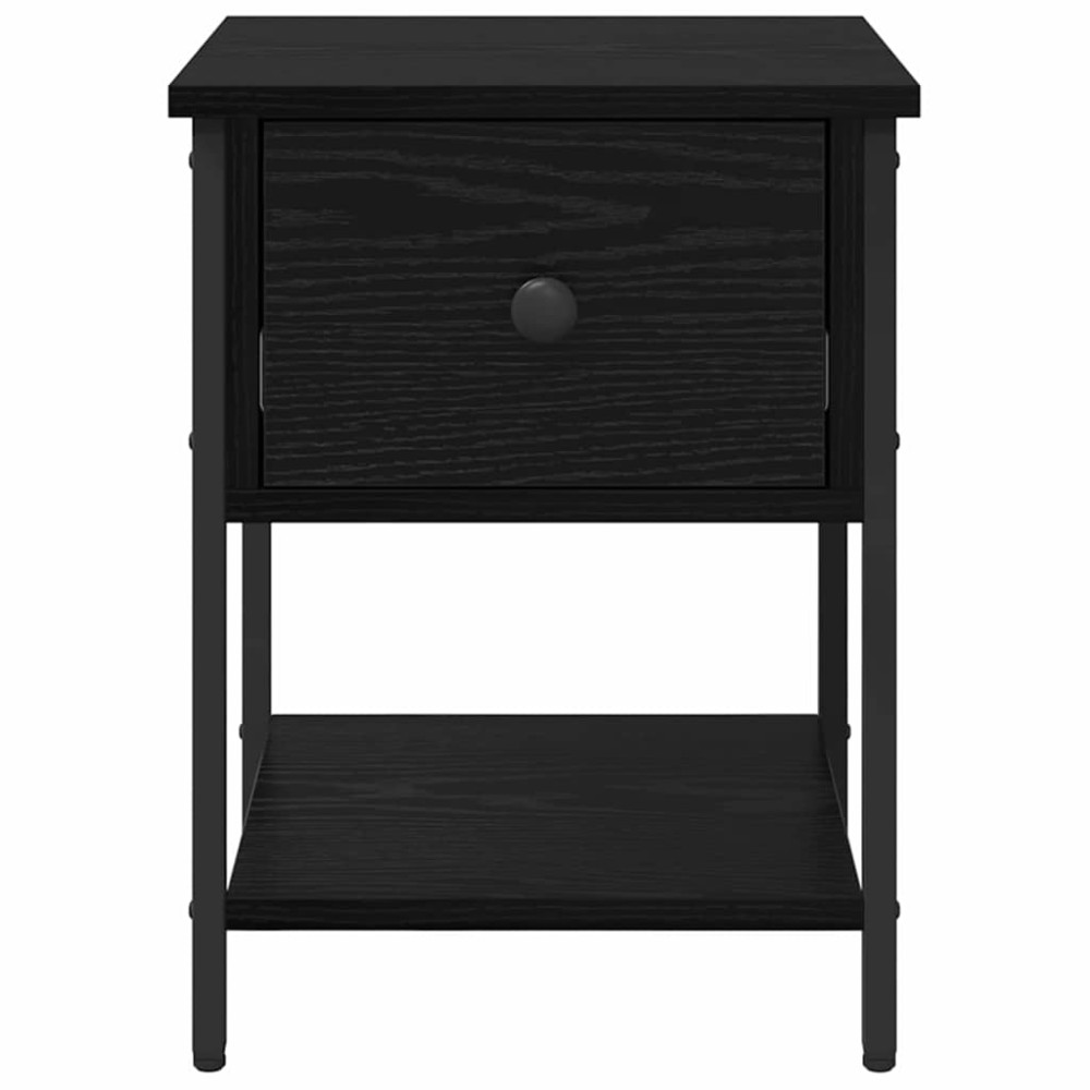Produktbild för Sängbord med låda Svart Ek 34 x 35,5 x 45 cm Konstruerat trä