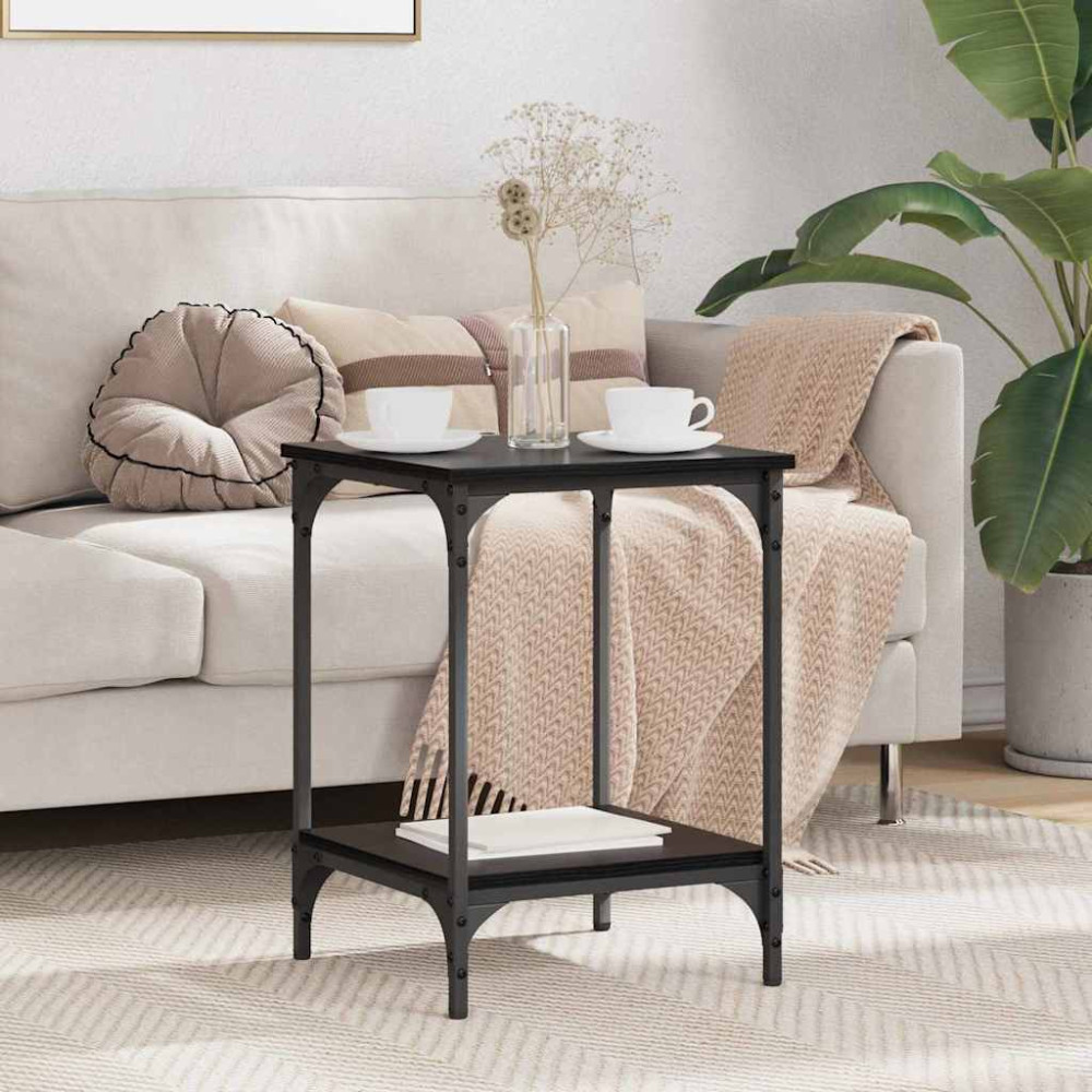 Produktbild för Kaffeebord Svart Ek 40 x 40 x 55 cm Konstruerat trä