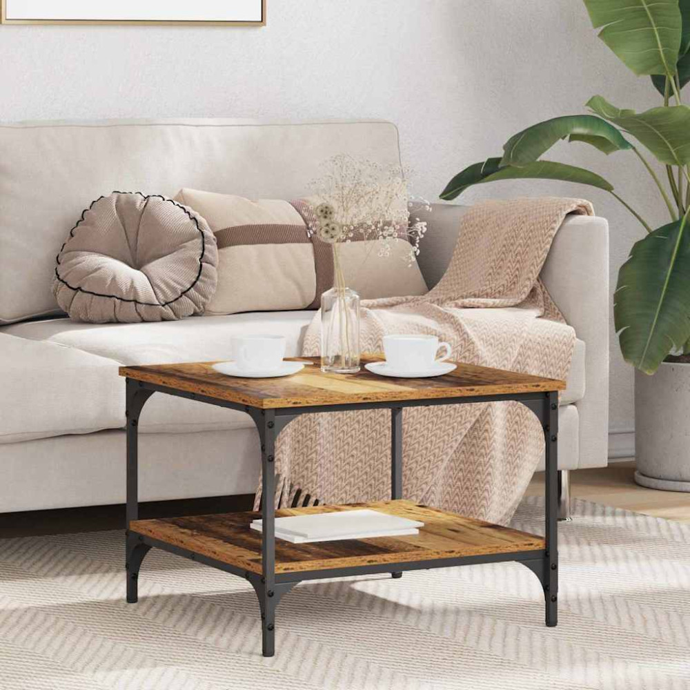 Produktbild för Kaffeebord Gammalt trä 55 x 55 x 40 cm Konstruerat trä