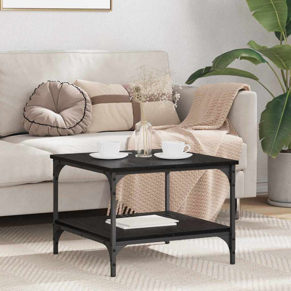 Produktbild för Kaffeebord Svart Ek 55 x 55 x 40 cm Konstruerat trä