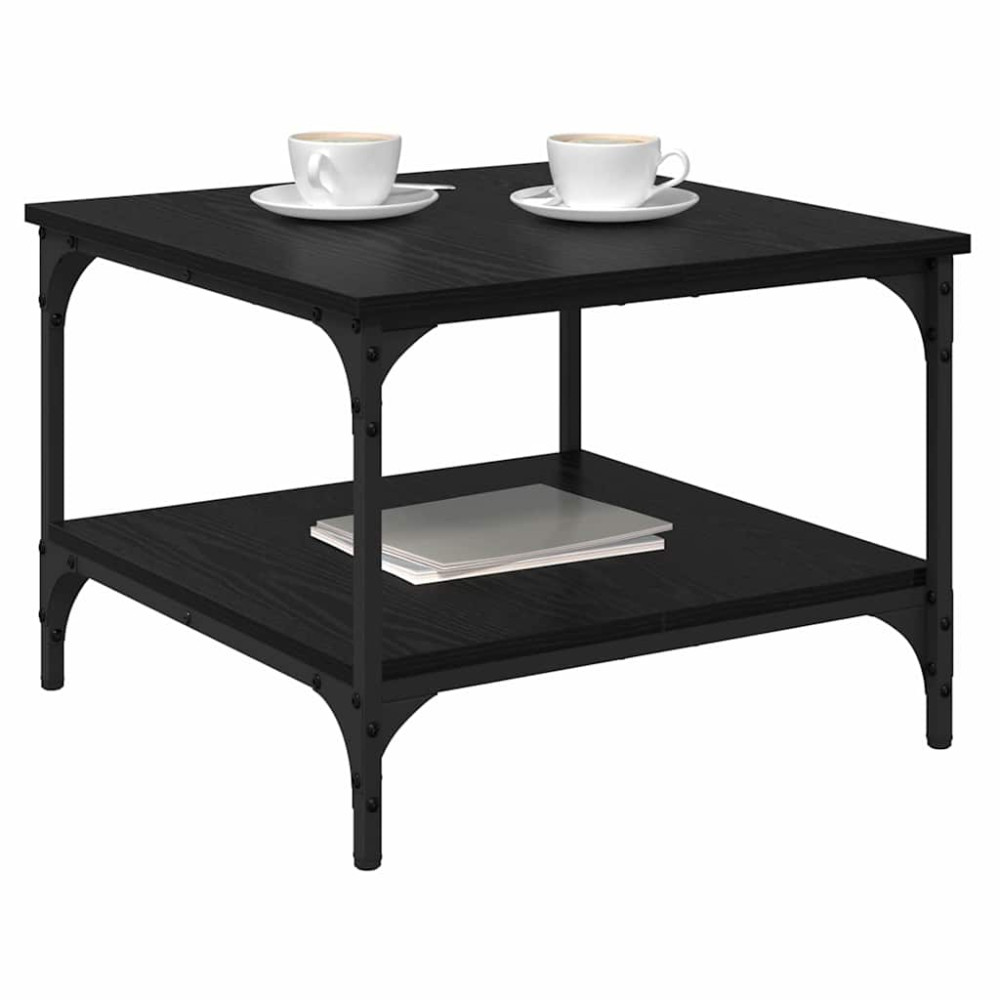 Produktbild för Kaffeebord Svart Ek 55 x 55 x 40 cm Konstruerat trä