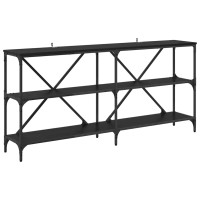 Produktbild för Konsolbord med hylla Svart Ek 160 x 30 x 75 cm Konstruerat trä
