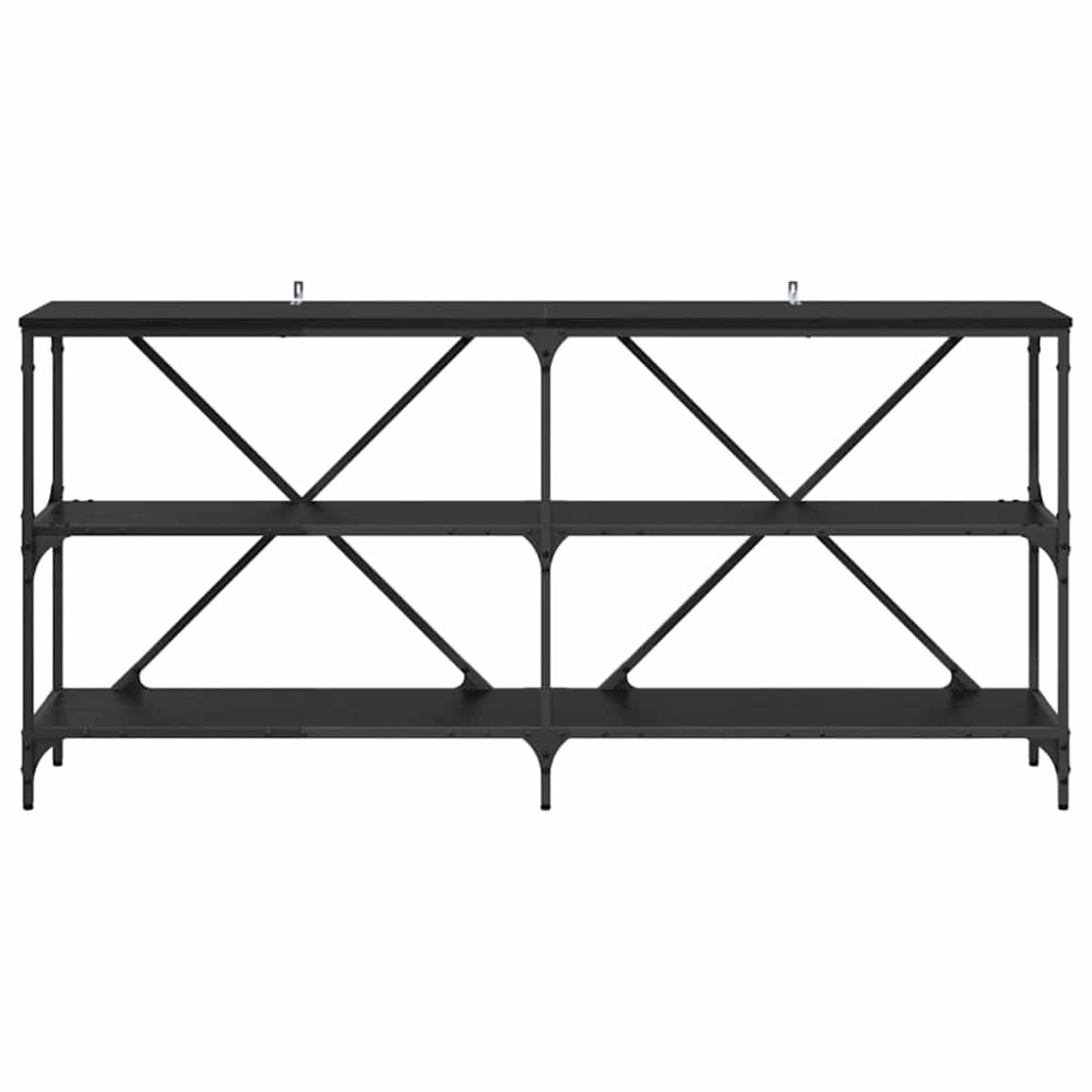 Produktbild för Konsolbord med hylla Svart Ek 160 x 30 x 75 cm Konstruerat trä