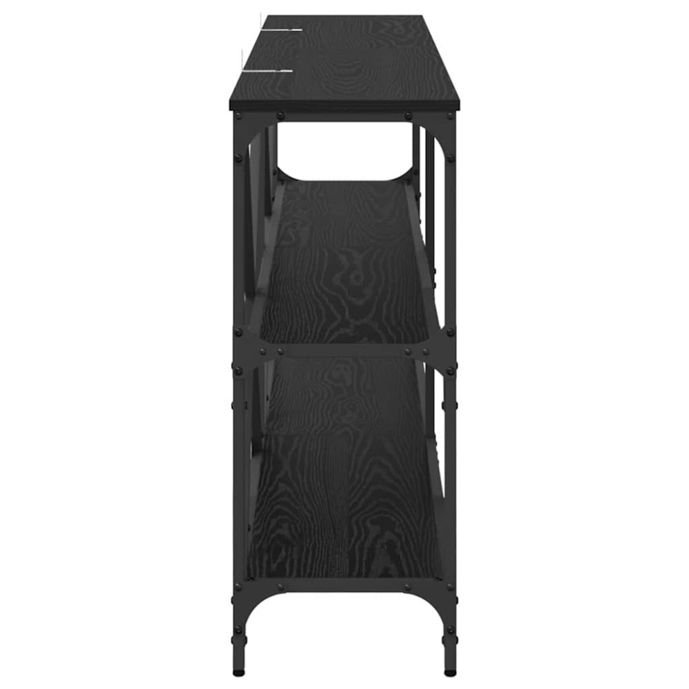 Produktbild för Konsolbord med hylla Svart Ek 160 x 30 x 75 cm Konstruerat trä