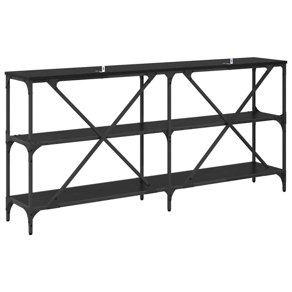 Produktbild för Konsolbord med hylla Svart Ek 160 x 30 x 75 cm Konstruerat trä