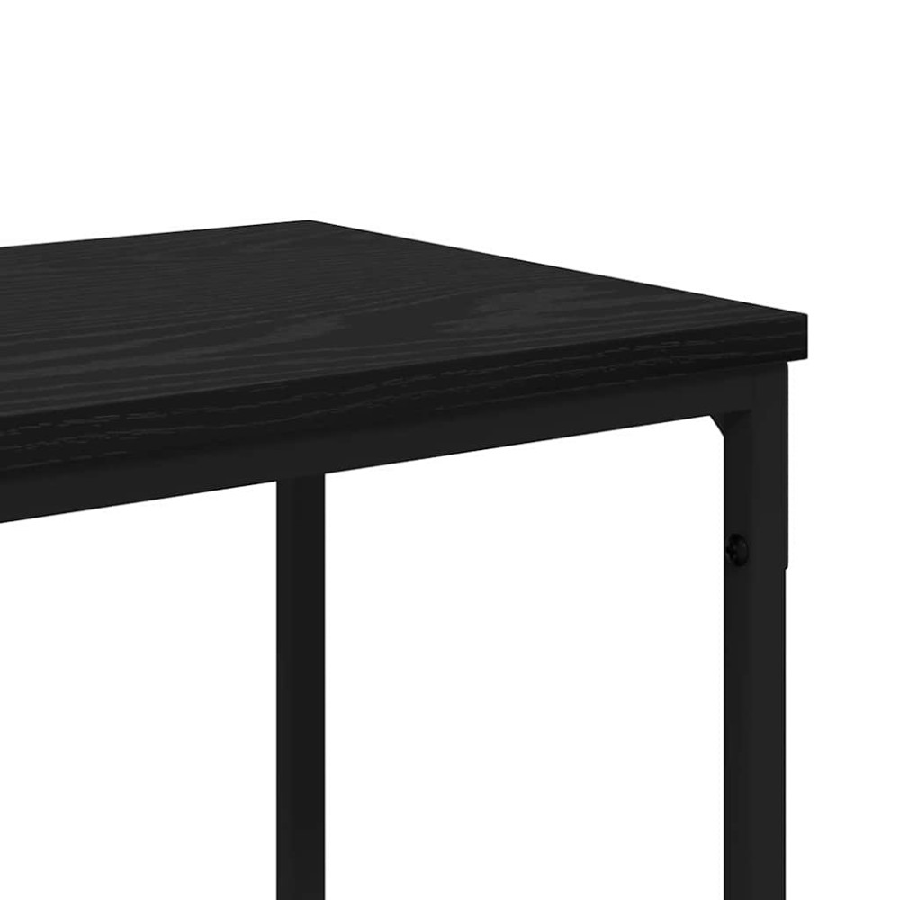 Produktbild för Konsolbord med hylla Svart Ek 160 x 30 x 75 cm Konstruerat trä