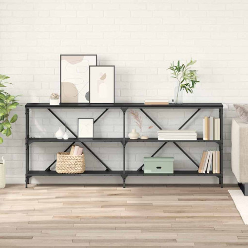 vidaXL Konsolbord med hylla Svart Ek 180 x 30 x 75 cm Konstruerat trä