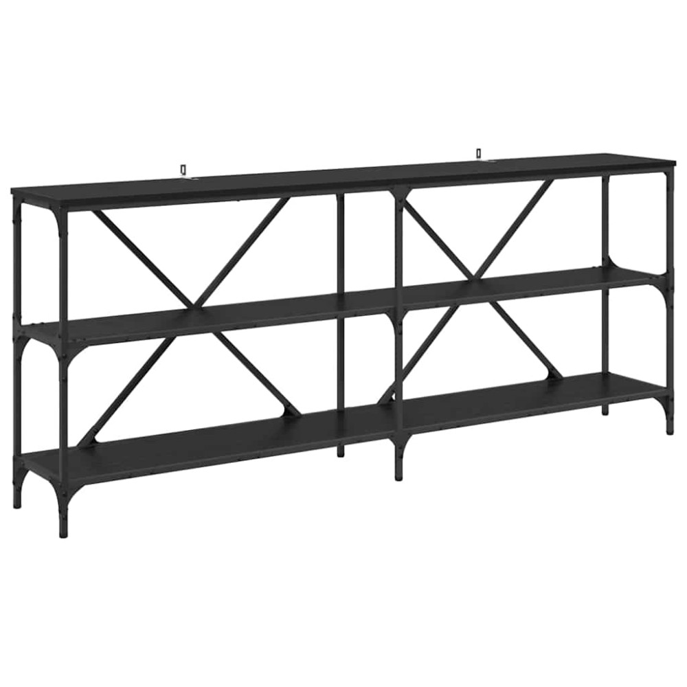Produktbild för Konsolbord med hylla Svart Ek 180 x 30 x 75 cm Konstruerat trä